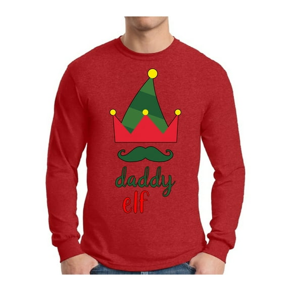Awkward Styles Xmas Elf Daddy Christmas Sweater Long Sleeve T-shirt For Men