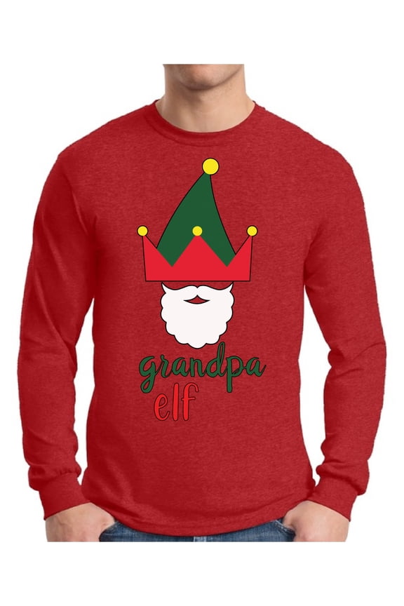 Xmas Elf Grandpa Christmas Sweater Long Sleeve T-shirt For Men