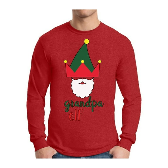 Awkward Styles Xmas Elf Grandpa Christmas Sweater Long Sleeve T-shirt For Men