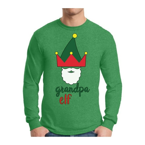 Awkward Styles Xmas Elf Grandpa Christmas Sweater Long Sleeve T-shirt For Men