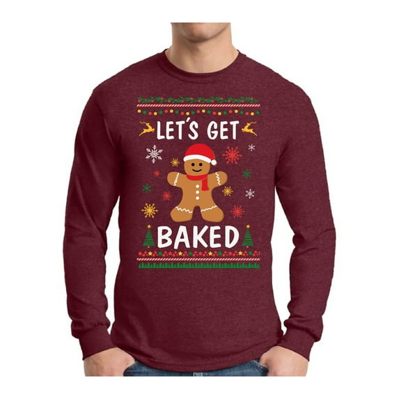 Awkward Styles Xmas Gingerbread Man Christmas Sweater Long Sleeve T-shirt For Men