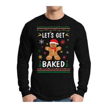 Awkward Styles Xmas Gingerbread Man Ugly Christmas Sweater Long Sleeve T-shirt For Men