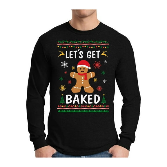 Awkward Styles Xmas Gingerbread Man Christmas Sweater Long Sleeve T-shirt For Men