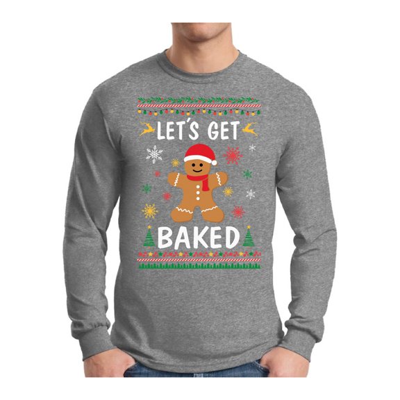 Awkward Styles Xmas Gingerbread Man Christmas Sweater Long Sleeve T-shirt For Men