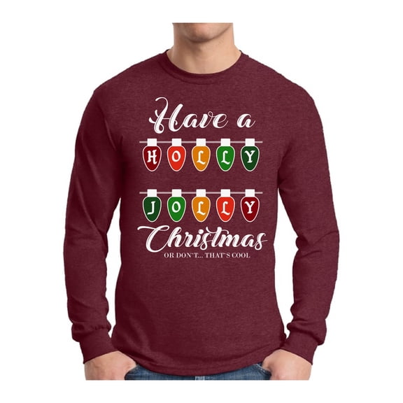 Awkward Styles Xmas Holly Jolly Christmas Christmas Sweater Long Sleeve T-shirt For Men