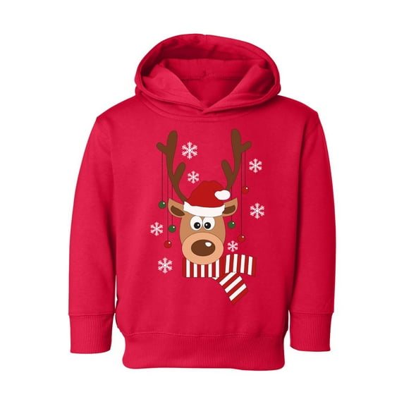 Awkward Styles Xmas Hoodie for Girls Boys Toddler Deer in Red Xmas Hat Sweatshirt