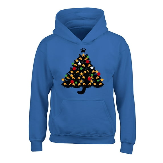 Awkward Styles Xmas Hoodies for Kids Youth Cats Christmas Tree Sweatshirt