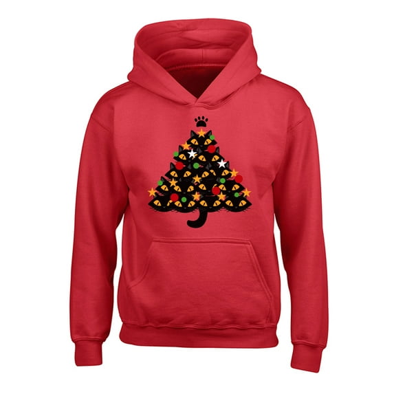 Awkward Styles Xmas Hoodies for Kids Youth Cats Christmas Tree Sweatshirt