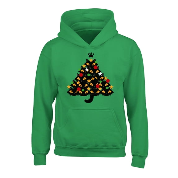 Awkward Styles Xmas Hoodies for Kids Youth Cats Christmas Tree Sweatshirt