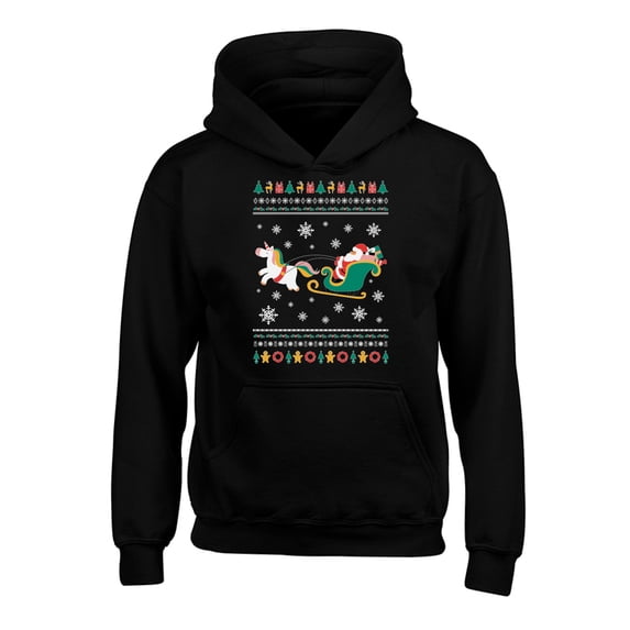 Awkward Styles Xmas Hoodies for Kids Youth Christmas Santa with Unicorn Sweatshirt