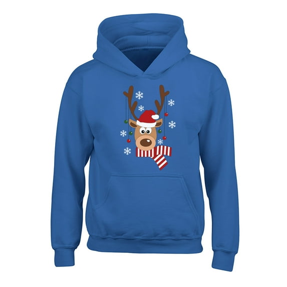 Awkward Styles Xmas Hoodies for Kids Youth Deer in Red Xmas Hat Sweatshirt