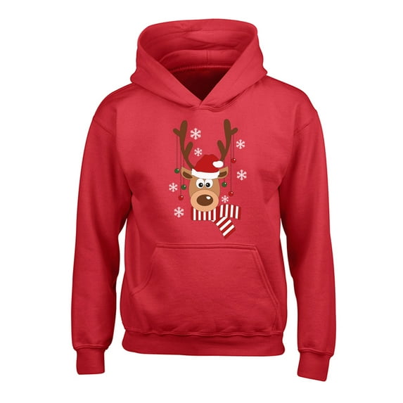 Awkward Styles Xmas Hoodies for Kids Youth Deer in Red Xmas Hat Sweatshirt