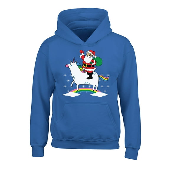 Awkward Styles Xmas Hoodies for Kids Youth Unicorn Santa Christmas Rainbow Sweatshirt