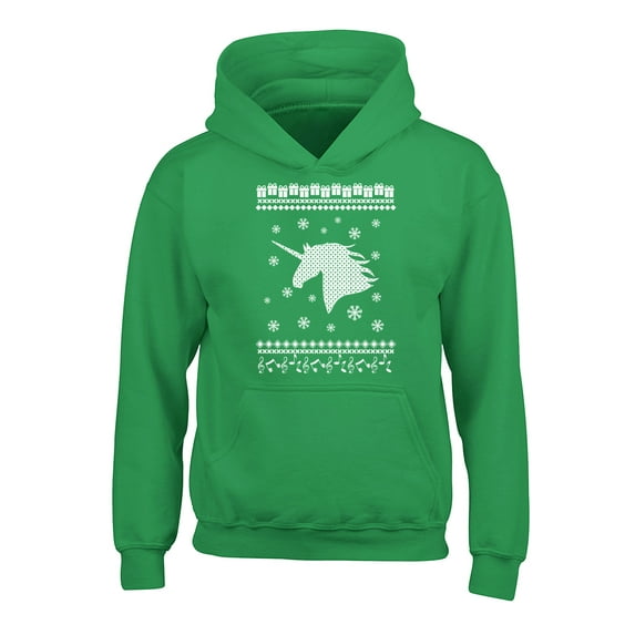 Awkward Styles Xmas Hoodies for Kids Youth White Christmas Unicorn Sweatshirt