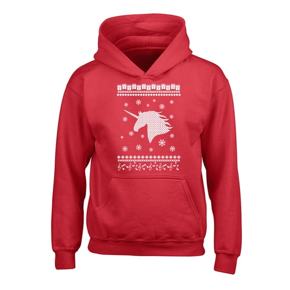 Awkward Styles Xmas Hoodies for Kids Youth White Christmas Unicorn Sweatshirt