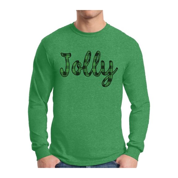 Awkward Styles Xmas Jolly Plaid Christmas Sweater Long Sleeve T-shirt For Men