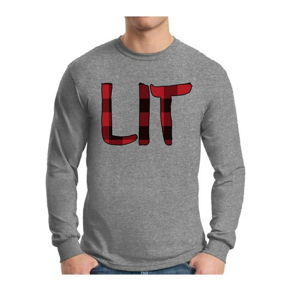 Awkward Styles Xmas Lit Plaid Christmas Sweater Long Sleeve T-shirt For Men
