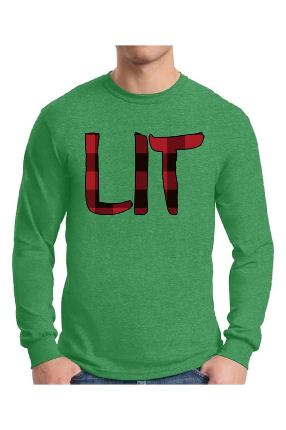 Xmas Lit Plaid Christmas Sweater Long Sleeve T-shirt For Men