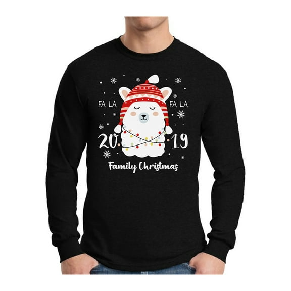 Awkward Styles Xmas Llama Christmas Sweater Long Sleeve T-shirt For Men