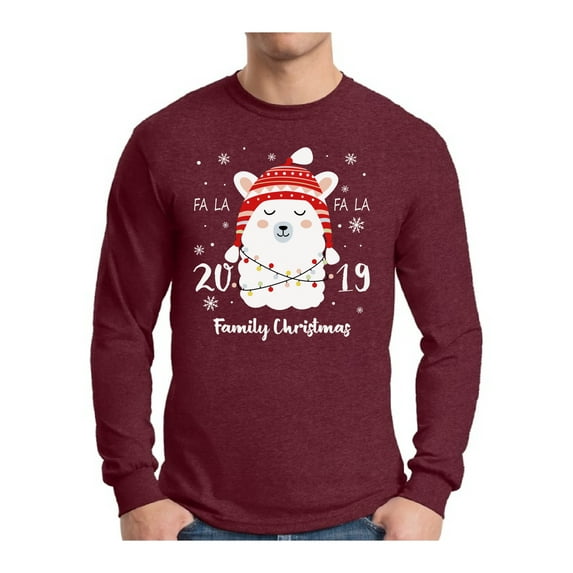 Awkward Styles Xmas Llama Christmas Sweater Long Sleeve T-shirt For Men
