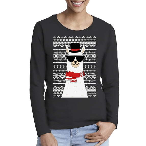 Awkward Styles Xmas Llama Christmas Sweater Long Sleeve T-shirt For Women