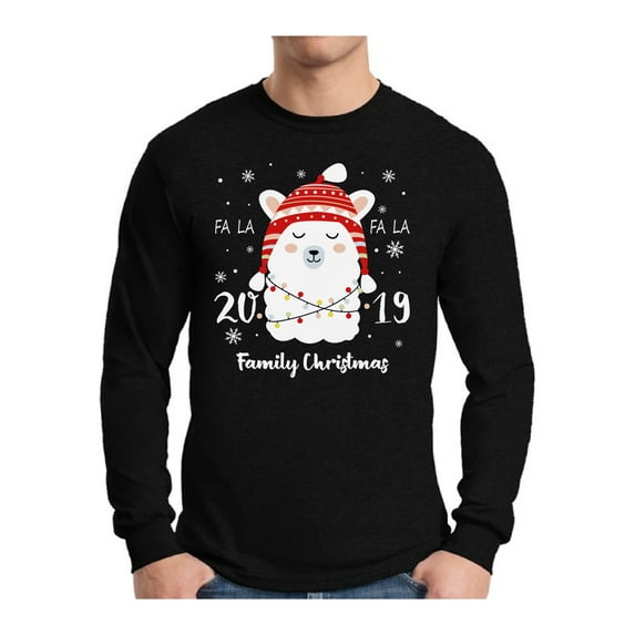 Awkward Styles Xmas Llama Christmas Sweater Long Sleeve T-shirt For Men