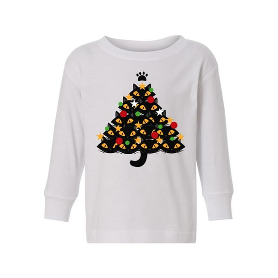 Awkward Styles Xmas Long Sleeve Shirt for Girls Boys Cats Christmas Tree Shirt
