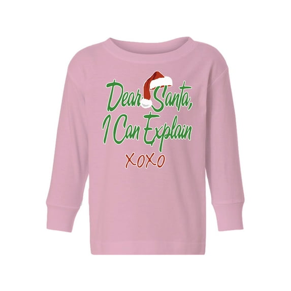 Awkward Styles Xmas Long Sleeve Shirt for Girls Boys Toddler Dear Santa I Can Explain Christmas Shirt