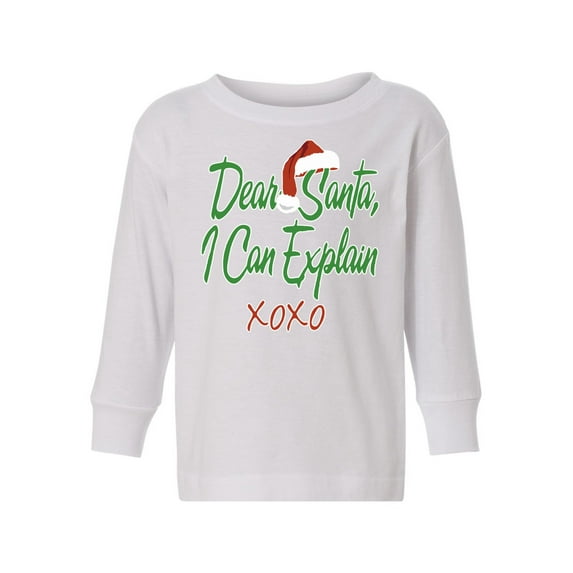 Awkward Styles Xmas Long Sleeve Shirt for Girls Boys Toddler Dear Santa I Can Explain Christmas Shirt