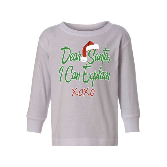 Awkward Styles Xmas Long Sleeve Shirt for Girls Boys Toddler Dear Santa I Can Explain Christmas Shirt