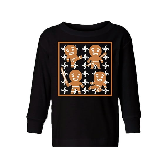 Awkward Styles Xmas Long Sleeve Shirt for Girls Boys Toddler Gingerbread Ninja Christmas Pattern Shirt