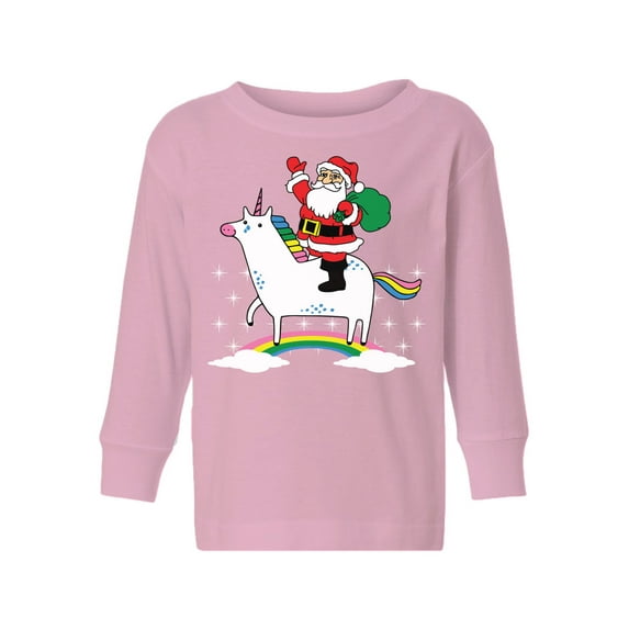 Awkward Styles Xmas Long Sleeve Shirt for Girls Boys Toddler Unicorn Santa Christmas Rainbow Shirt