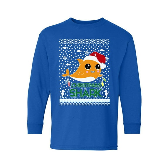 Awkward Styles Xmas Long Sleeve Shirt for Kids Youth Boys Girls Cute Christmas Shark Shirt