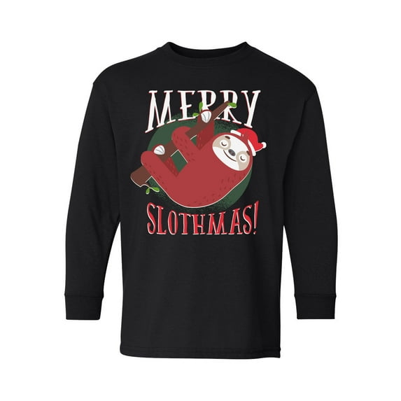 Awkward Styles Xmas Long Sleeve Shirt for Kids Youth Boys Girls Merry Slothmas Christmas Shirt