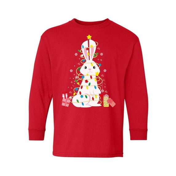 Awkward Styles Xmas Long Sleeve Shirt for Kids Youth Boys Girls Rabbit Christmas Tree Shirt