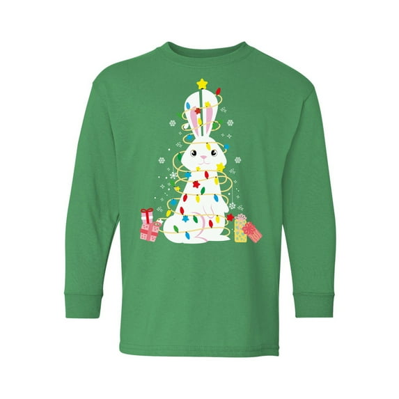 Awkward Styles Xmas Long Sleeve Shirt for Kids Youth Boys Girls Rabbit Christmas Tree Shirt