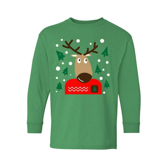 Awkward Styles Xmas Long Sleeve Shirt for Kids Youth Girls Boys Adorable Christmas Deer Shirt