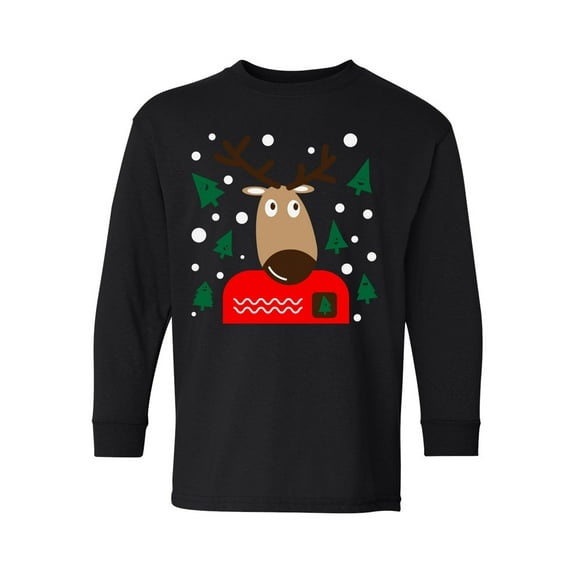 Awkward Styles Xmas Long Sleeve Shirt for Kids Youth Girls Boys Adorable Christmas Deer Shirt