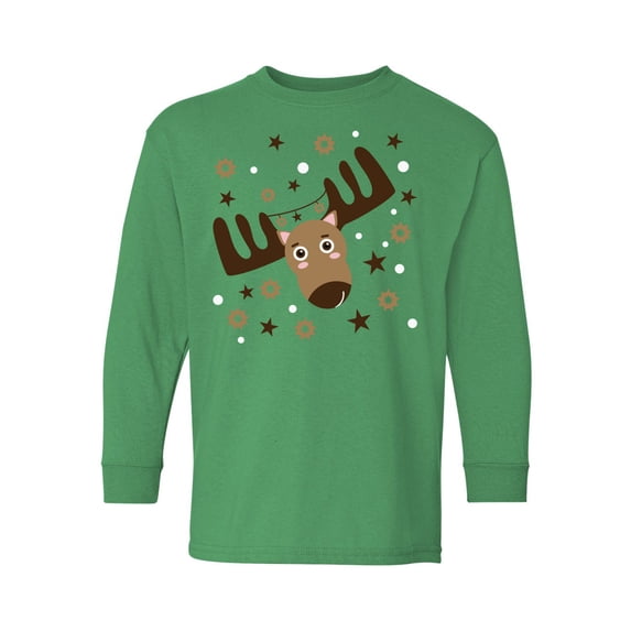 Awkward Styles Xmas Long Sleeve Shirt for Kids Youth Girls Boys Brown Christmas Deer Shirt