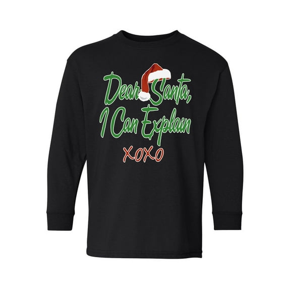 Awkward Styles Xmas Long Sleeve Shirt for Kids Youth Girls Boys Dear Santa I Can Explain Christmas Shirt
