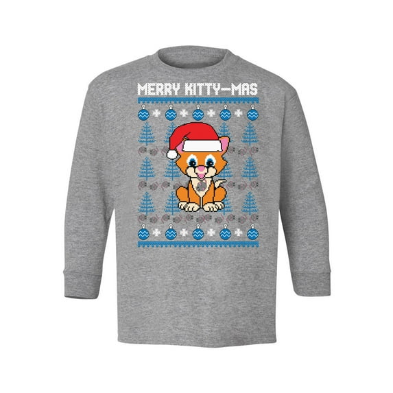 Awkward Styles Xmas Long Sleeve Shirt for Kids Youth Girls Boys Merry Christmas Kittymas Shirt