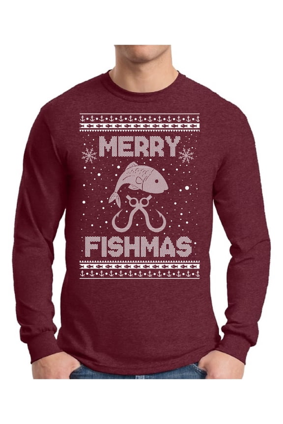 Xmas Merry Fishmas Christmas Sweater Long Sleeve T-shirt For Men