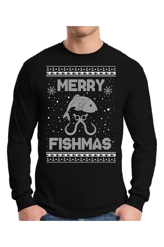 Xmas Merry Fishmas Christmas Sweater Long Sleeve T-shirt For Men