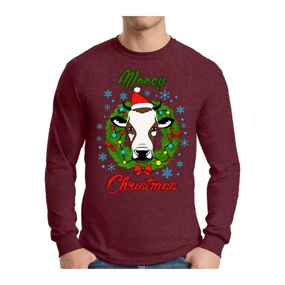 Awkward Styles Xmas Mooey Christmas Sweater Long Sleeve T-shirt For Men