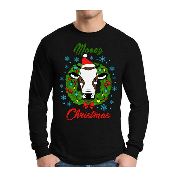 Awkward Styles Xmas Mooey Christmas Sweater Long Sleeve T-shirt For Men