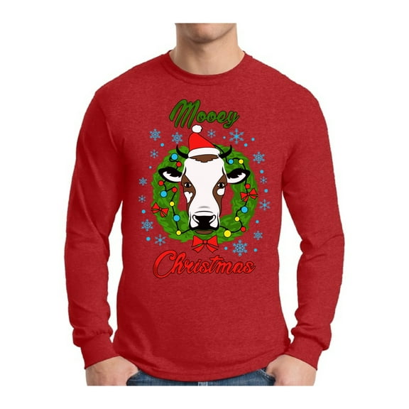 Awkward Styles Xmas Mooey Christmas Sweater Long Sleeve T-shirt For Men