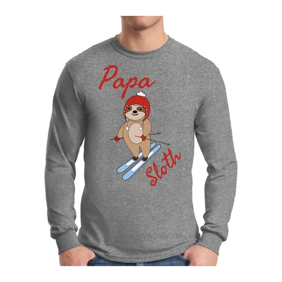 Awkward Styles Xmas Papa Sloth Christmas Sweater Long Sleeve T-shirt For Men