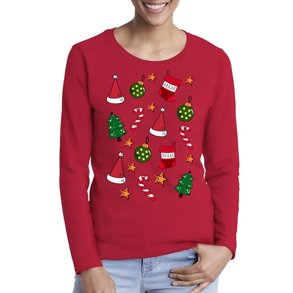 Awkward Styles Xmas Pattern Christmas Sweater Long Sleeve T-shirt For Women