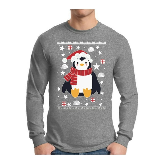 Awkward Styles Xmas Penguin Christmas Sweater Long Sleeve T-shirt For Men