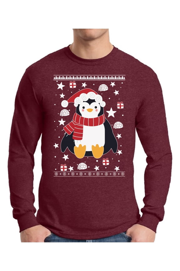 Xmas Penguin Christmas Sweater Long Sleeve T-shirt For Men